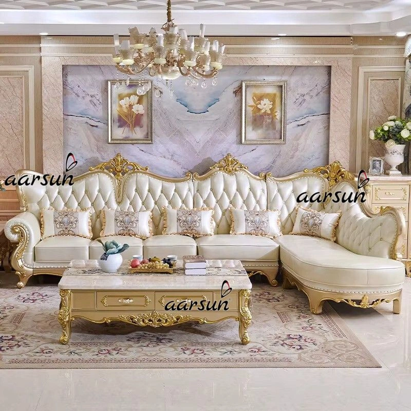 Handcrafted Luxury Royal Style Sofa Set Furniture for Living Room