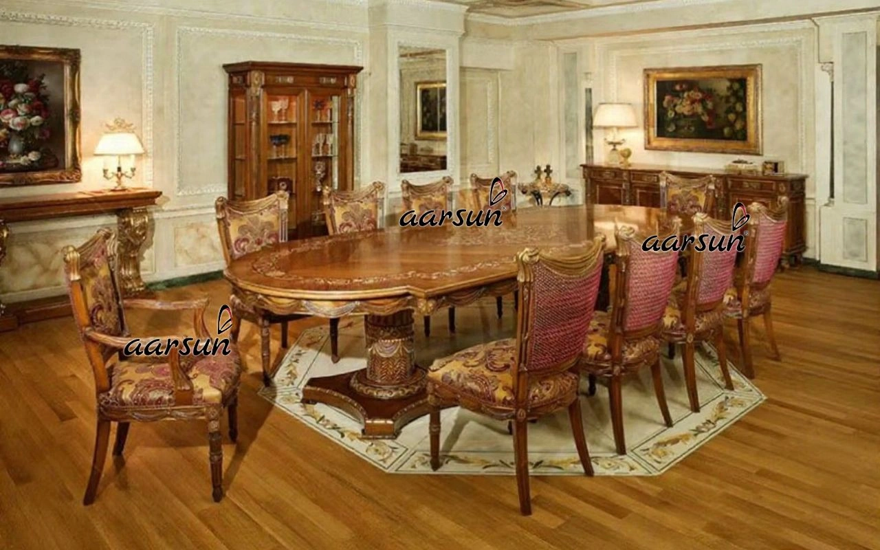 Italian Elegant 10 Seater Dining Table and Chair Set Design
