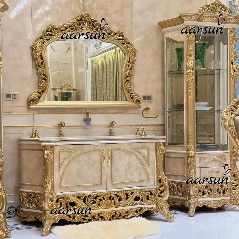 Royal Style Wooden Vanity Cabinet & Glass Showcase