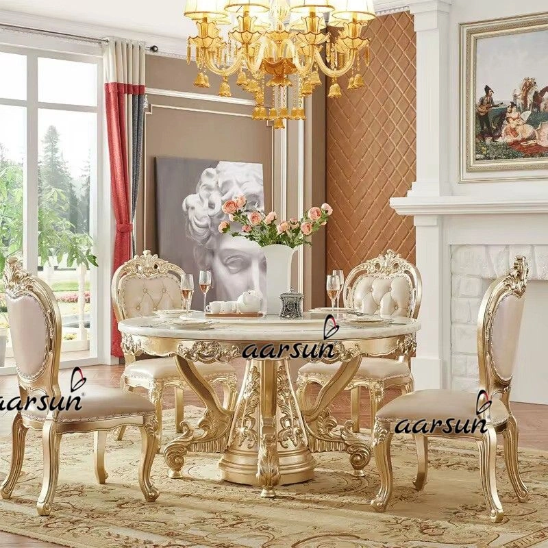 European Style Wooden Dining Table Chair Set Design