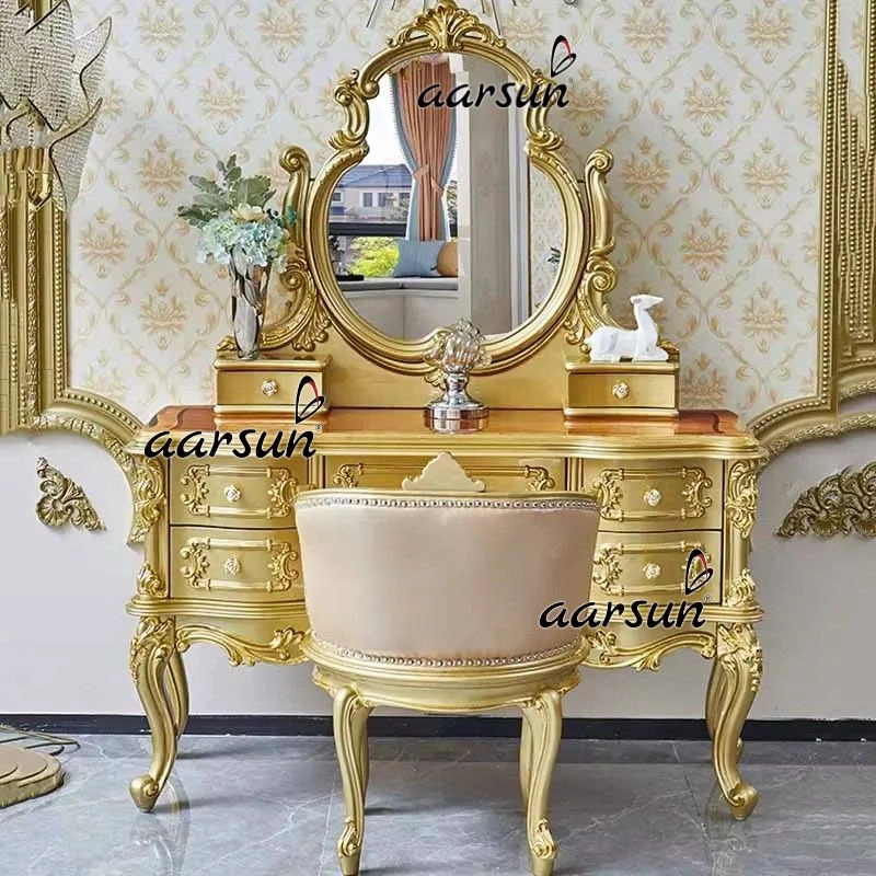 Victorian Style Dressing table with Mirror Frame and Chair