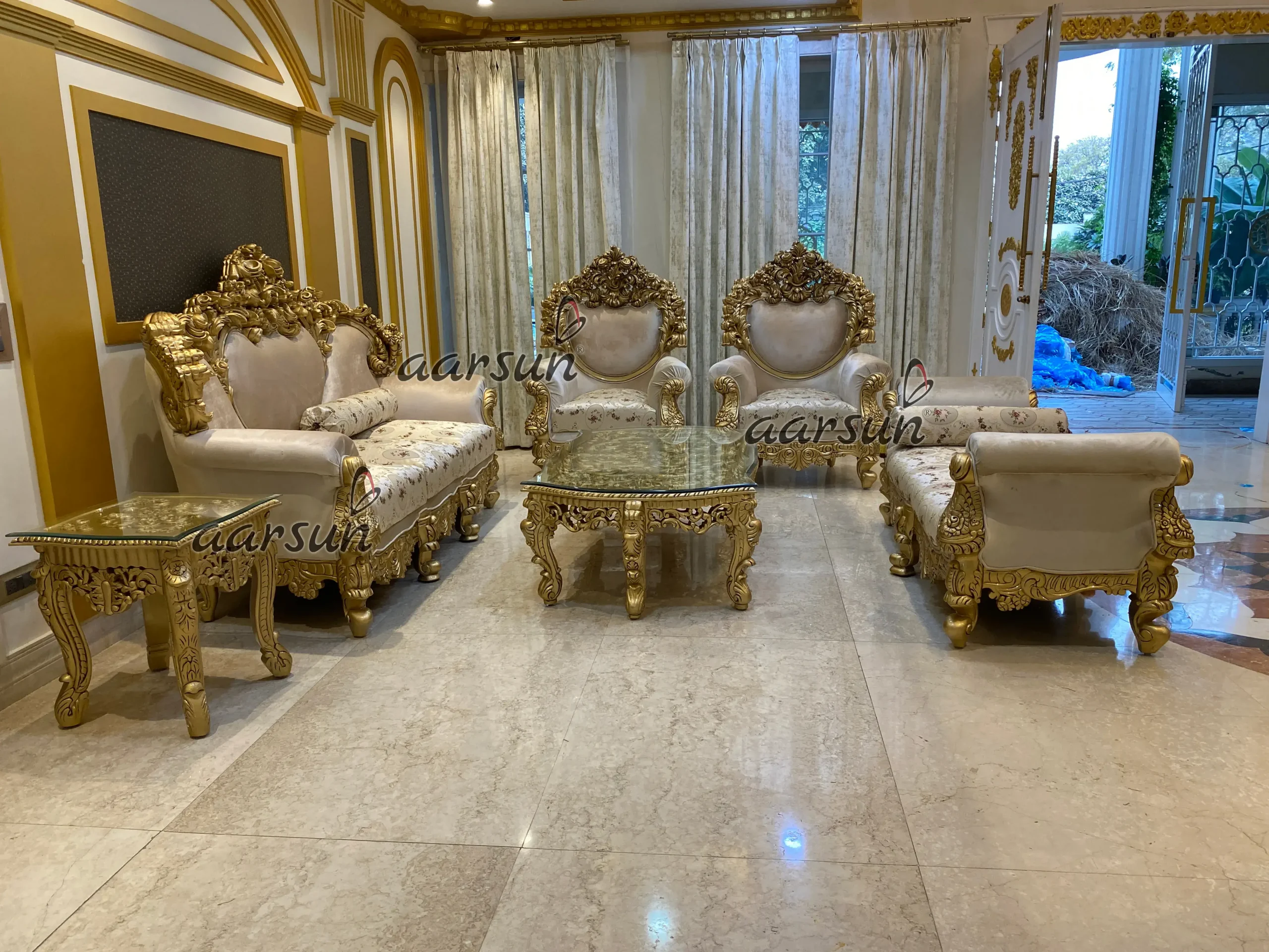 Designer Maharaja Style Wooden Sofa Set