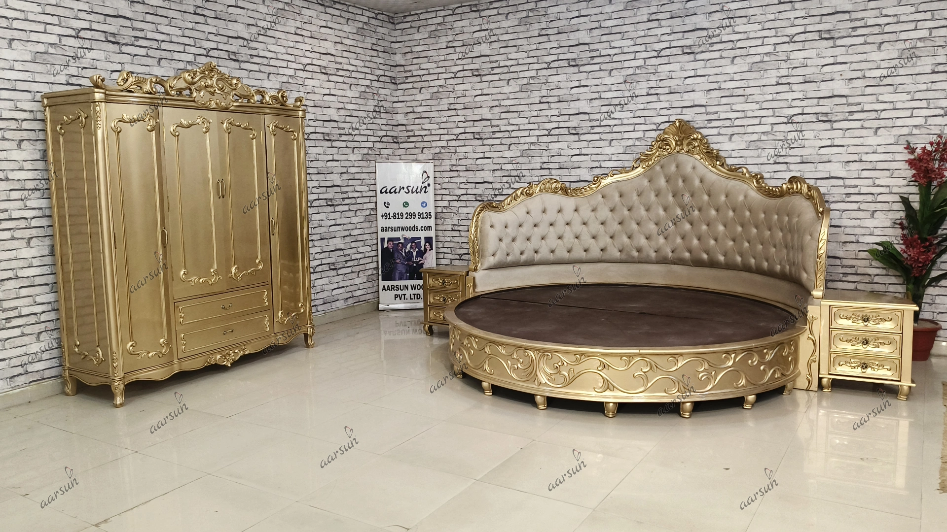 Custom-Crafted Huge Round Bed with Almirah Mysore