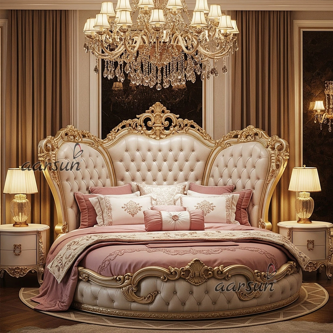High Back Circular Bed for Modern Royal Interiors