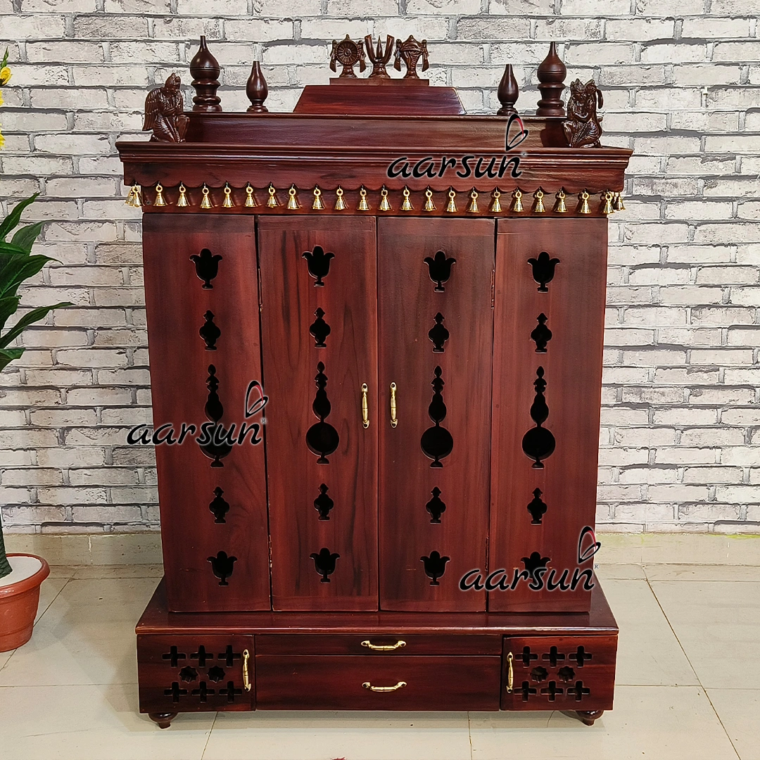 Mandir with Space-Saving 2D Design Foldable Doors