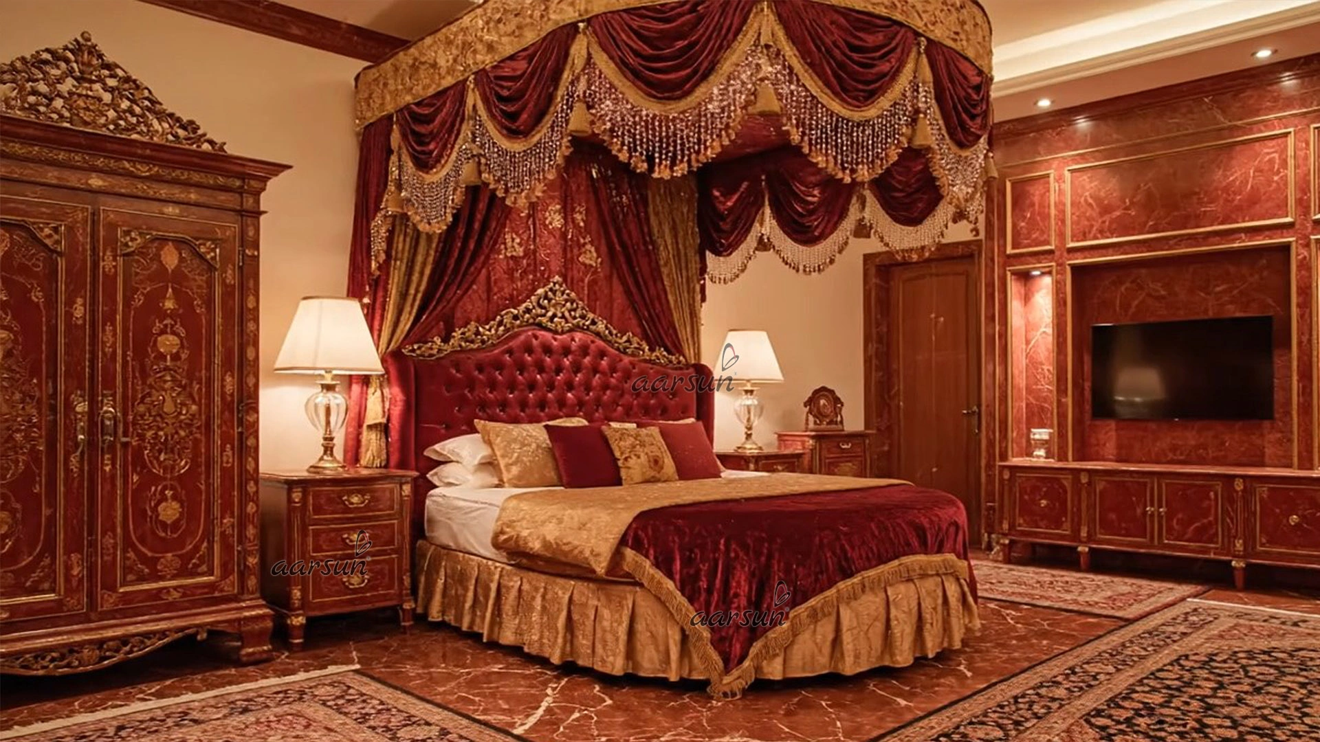 Grand Royal Round Bed Design – Exquisite Craftsmanship And Artwork