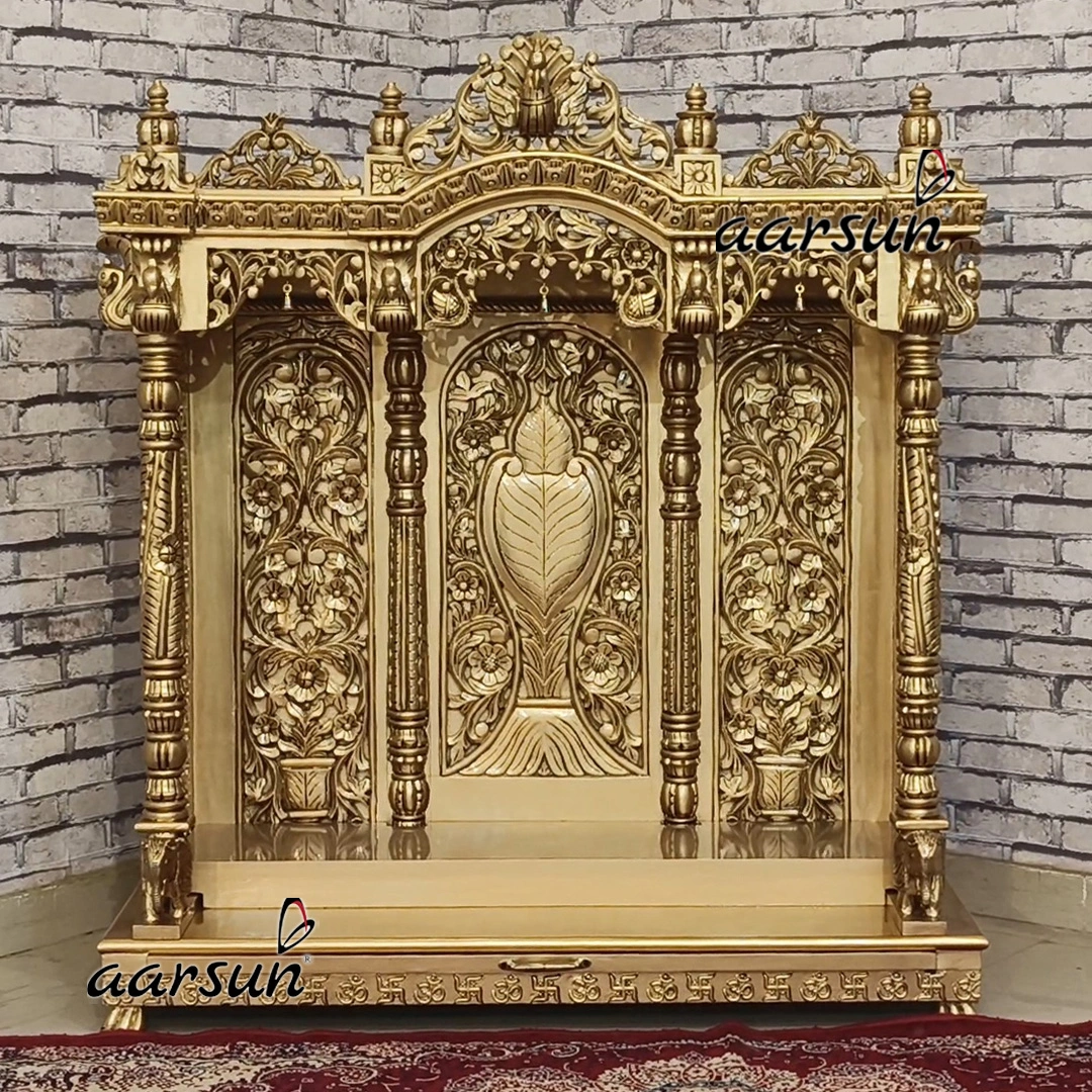 Beautiful home temple with Swastika and Om design