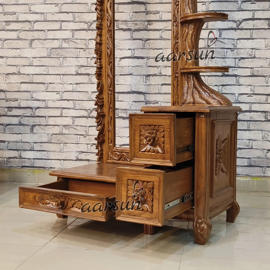 Fully Handcrafted Wooden Classical Bedroom Set Mysore - Image 7