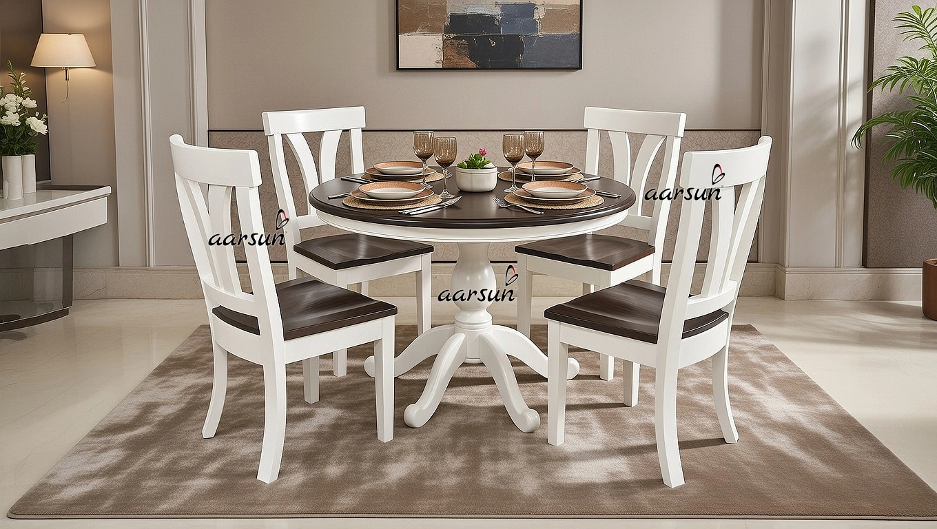 Round Dining Table in Marble Finish