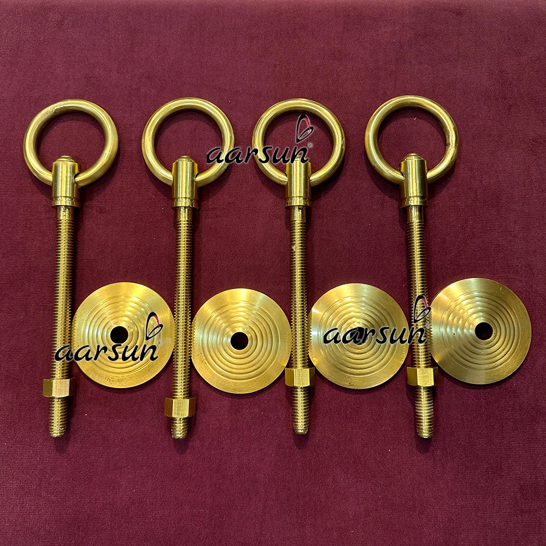 Golden Brass Chain Swing Ring Hook (Set of 4)