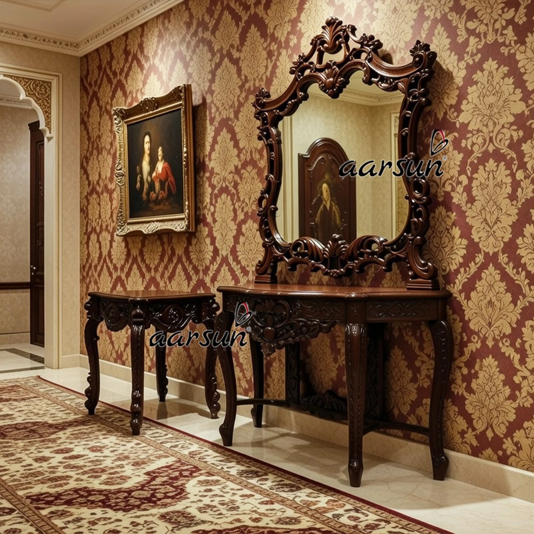 Full Handcrafted Mirror Console With Designer Table