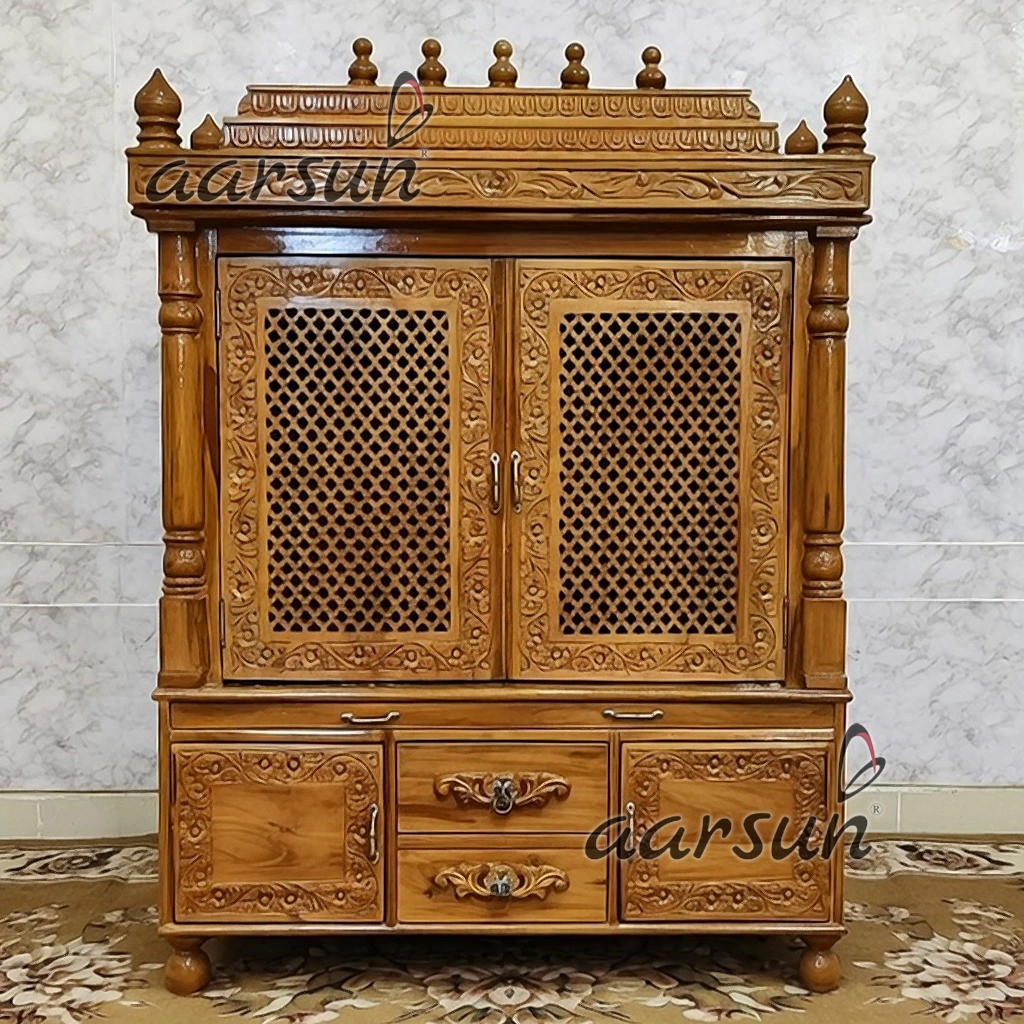 Pooja Mandir With Jaali Door Design Mysore