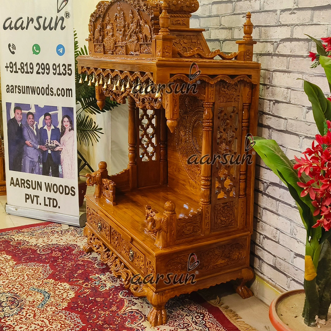 Traditional Mandir Design With Lakshmi ji, Ganesh ji, Saraswati ji - Image 2