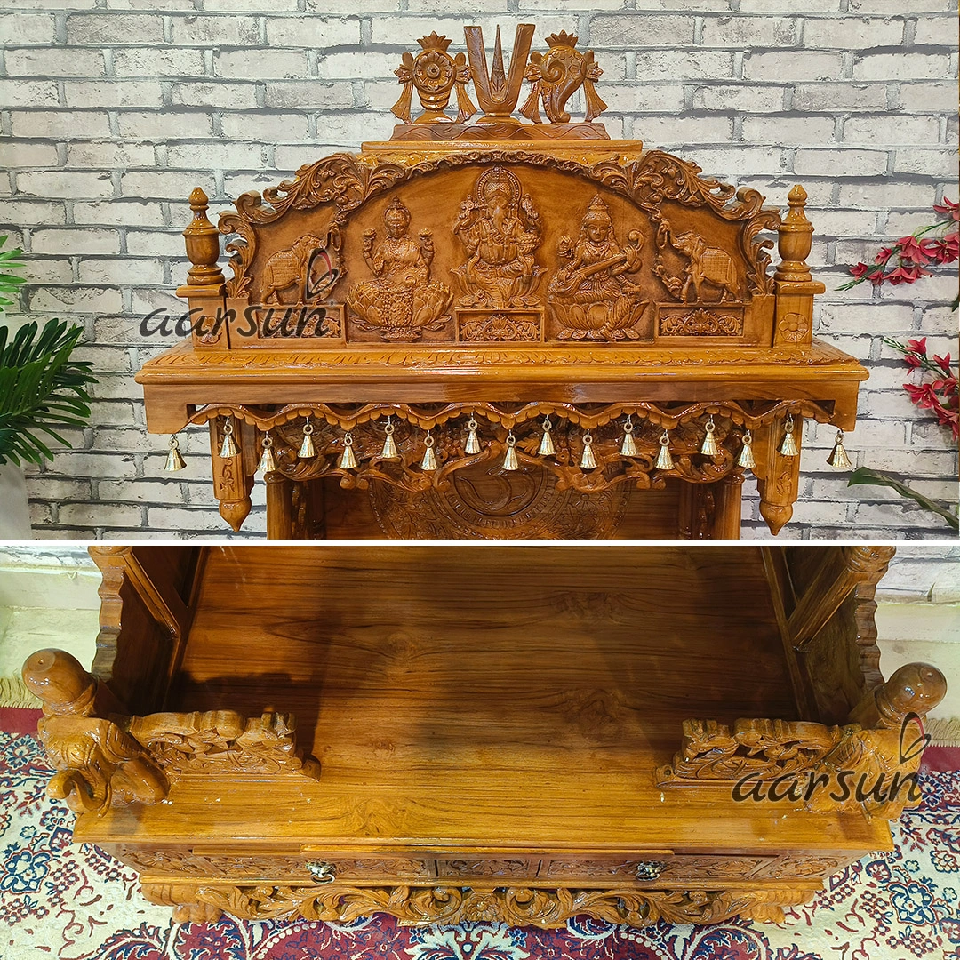 Traditional Mandir Design With Lakshmi ji, Ganesh ji, Saraswati ji - Image 4