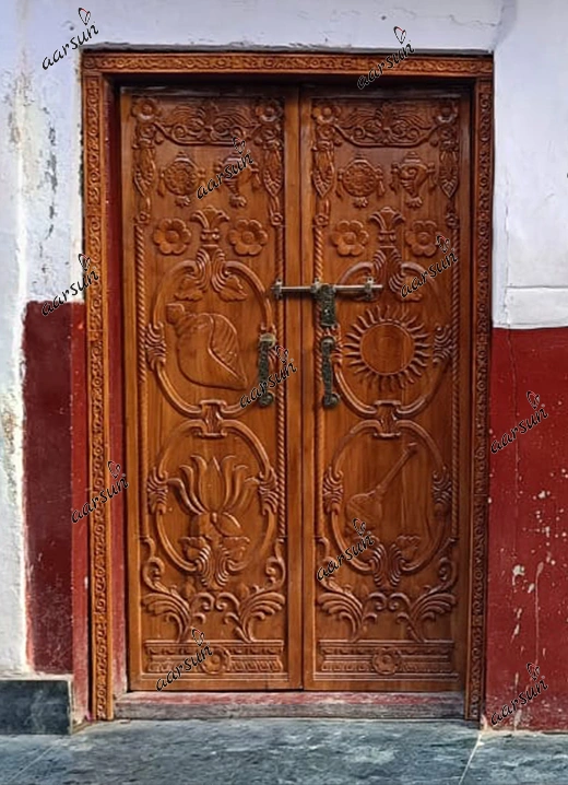 Traditional Wooden Double Door for Temple
